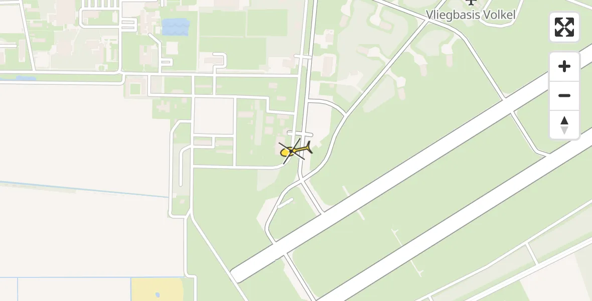 Routekaart van de vlucht: Politiehelikopter naar Vliegbasis Volkel