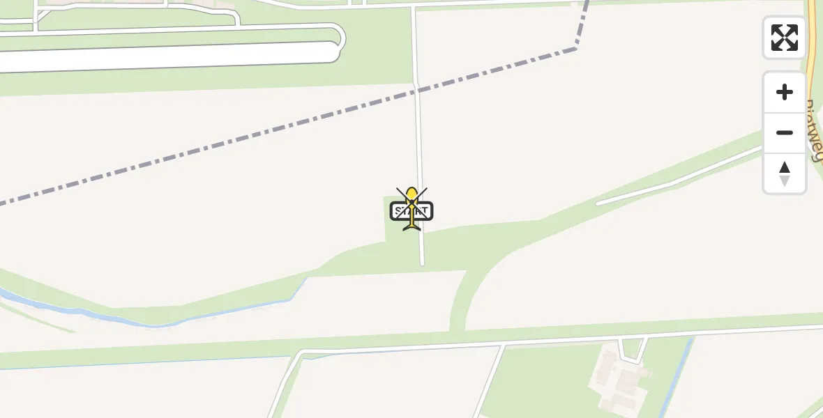 Routekaart van de vlucht: Kustwachthelikopter naar Vliegveld Midden-Zeeland, Noord Kraaijertsedijk