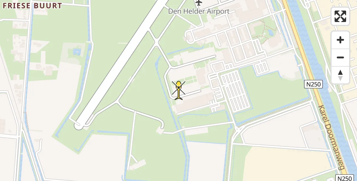 Routekaart van de vlucht: Kustwachthelikopter naar Vliegveld De Kooy