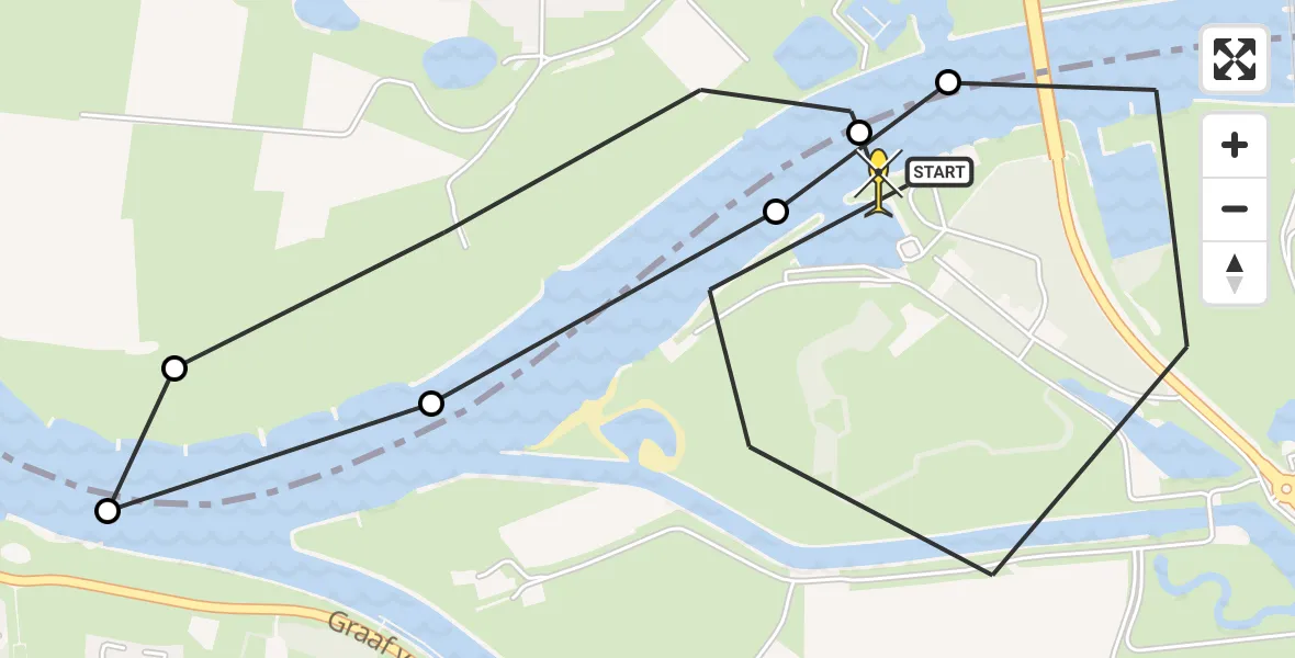 Routekaart van de vlucht: Politiehelikopter naar 's-Hertogenbosch, Henriëttewaard