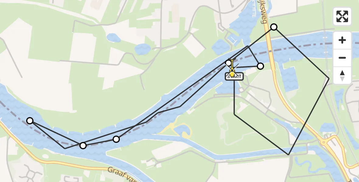 Routekaart van de vlucht: Politiehelikopter naar 's-Hertogenbosch, Maasboulevard