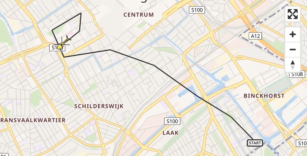 Routekaart van de vlucht: Lifeliner 2 naar Den Haag, Fijnjekade