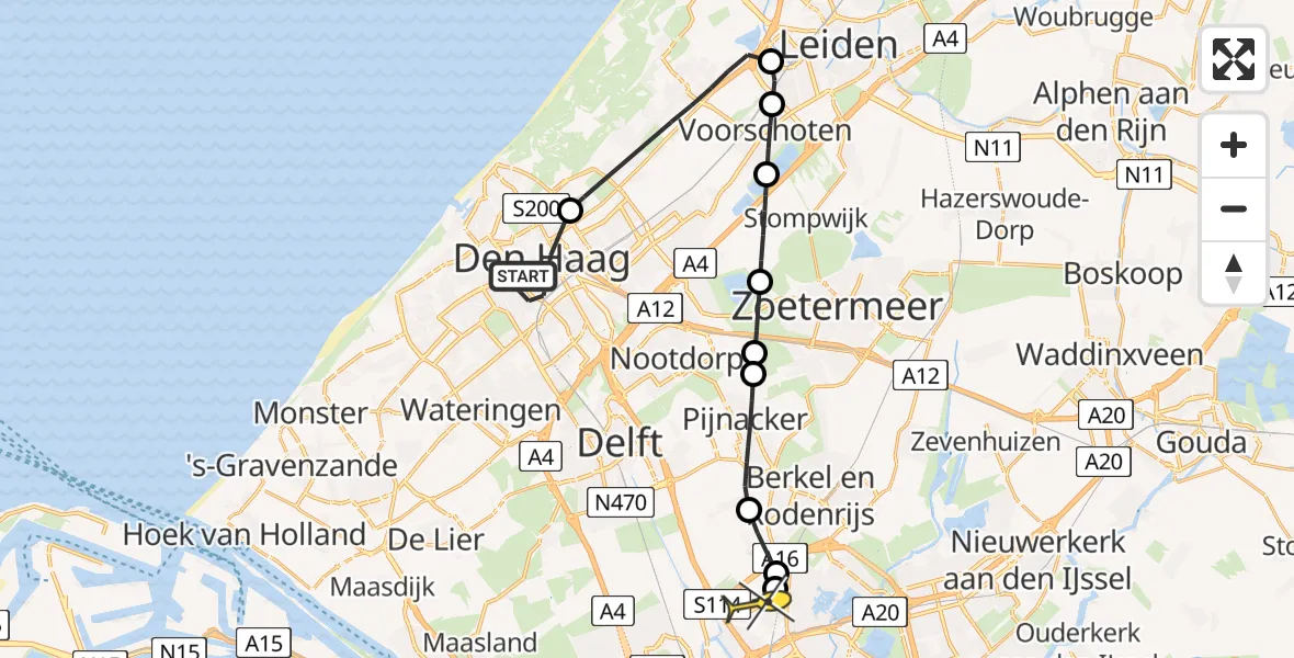 Routekaart van de vlucht: Lifeliner 2 naar Rotterdam The Hague Airport, Hoefkade