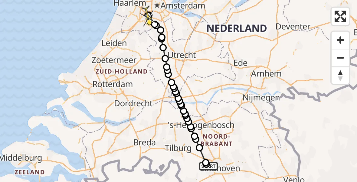 Routekaart van de vlucht: Politiehelikopter naar Schiphol, Park Forum