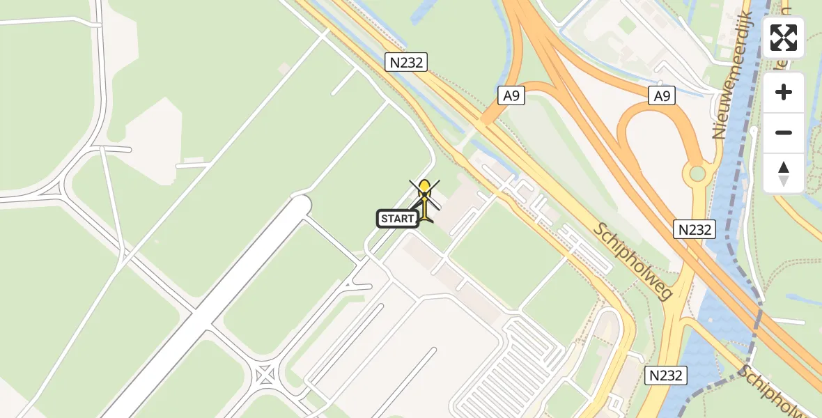 Routekaart van de vlucht: Politieheli naar Schiphol, Loevesteinse Randweg