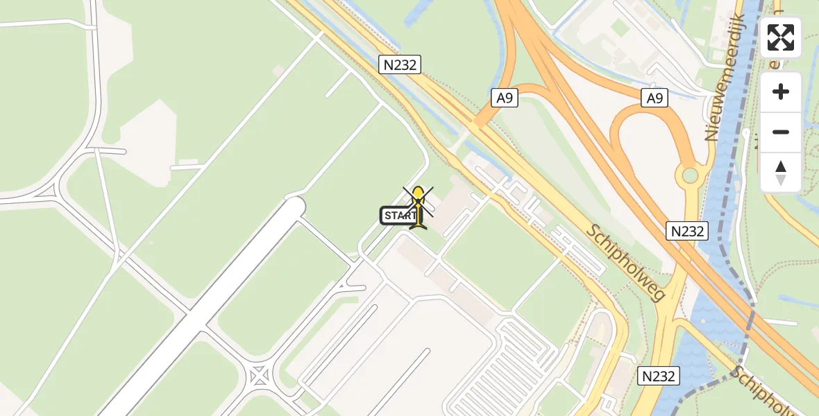 Routekaart van de vlucht: Politieheli naar Schiphol, Loevesteinse Randweg