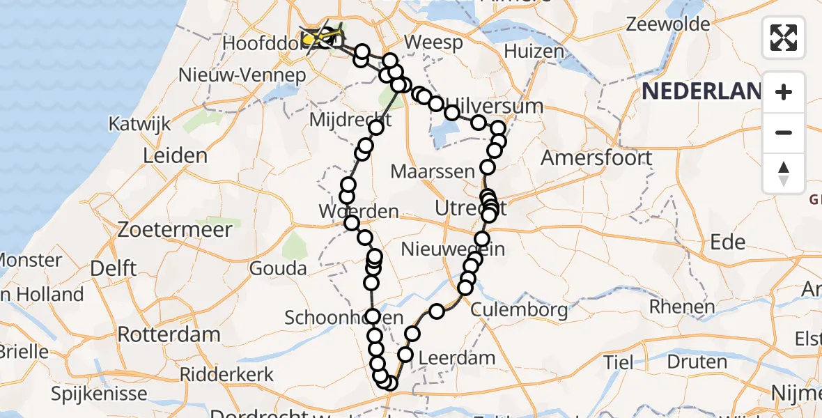 Vluchtroute Politiehelikopter van Schiphol naar Schiphol