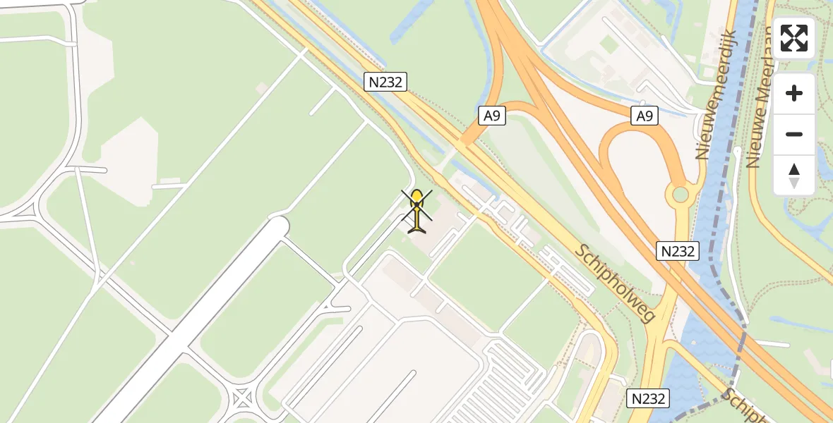 Vluchtroute Politiehelikopter van Schiphol naar Schiphol