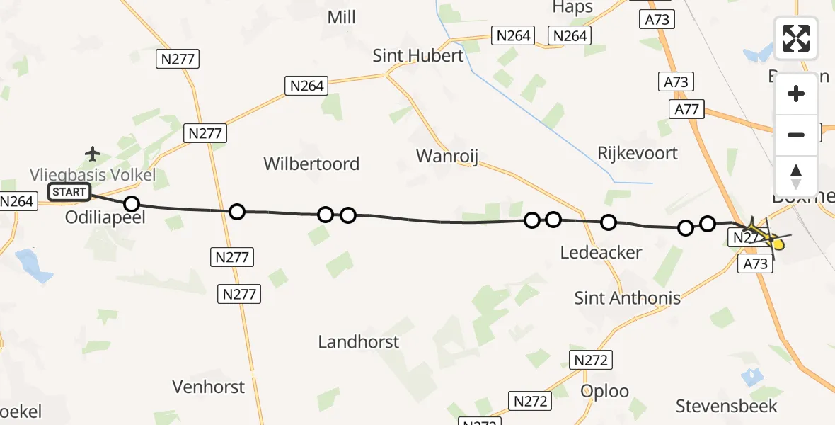 Routekaart van de vlucht: Lifeliner 3 naar Boxmeer, Rogstraat