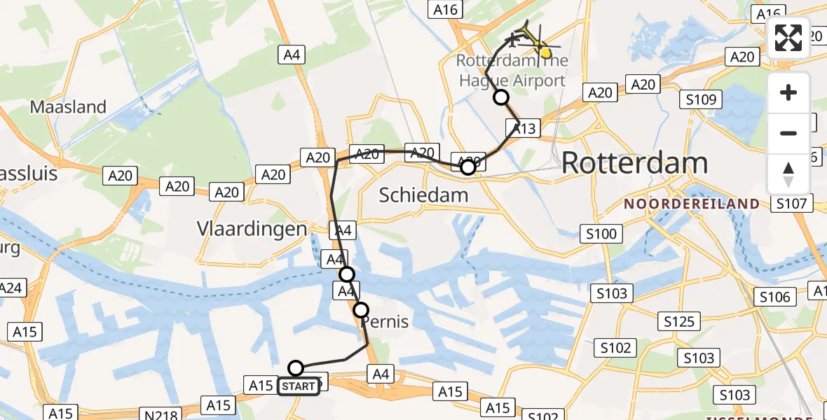 Routekaart van de vlucht: Lifeliner 2 naar Rotterdam The Hague Airport, Weg 113