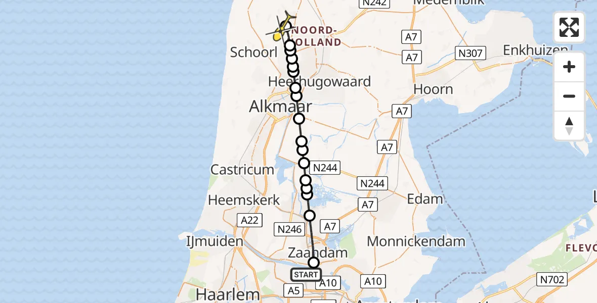 Routekaart van de vlucht: Lifeliner 1 naar Tuitjenhorn, Lipariweg