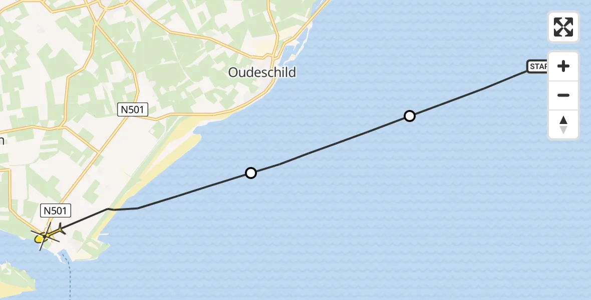 Routekaart van de vlucht: Ambulancehelikopter naar Den Hoorn, Bosch