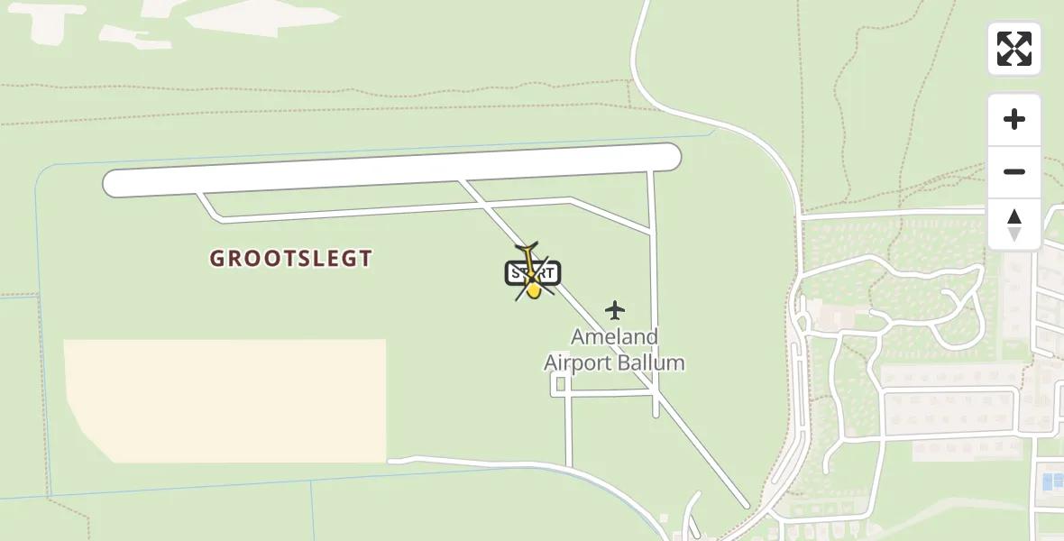 Routekaart van de vlucht: Ambulancehelikopter naar Ameland Airport Ballum, Strandweg