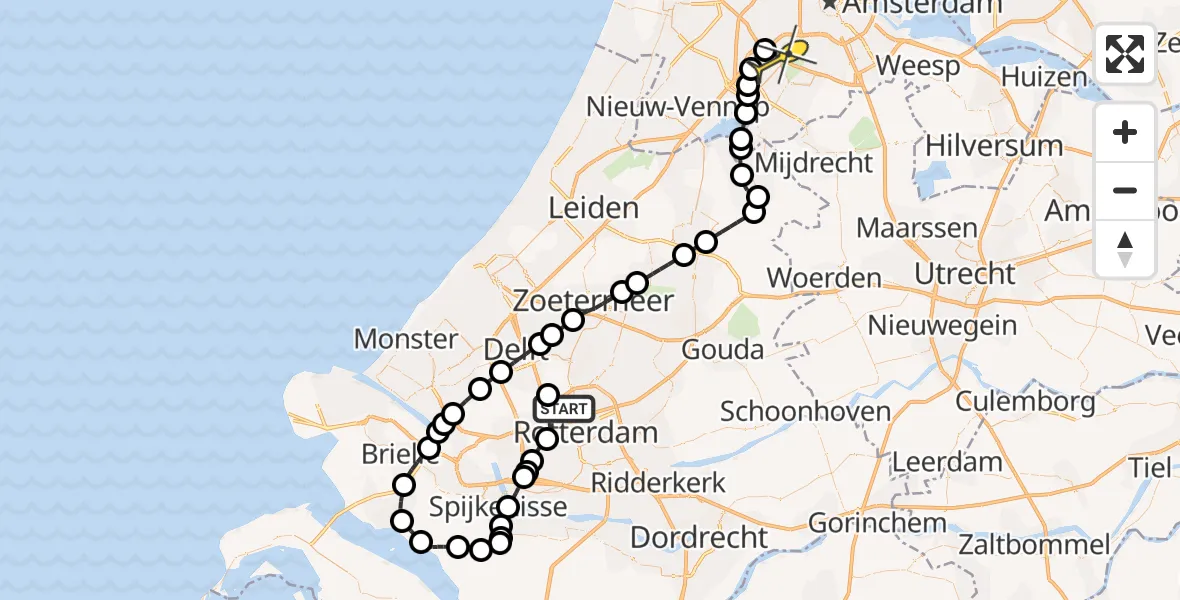Routekaart van de vlucht: Politiehelikopter naar Schiphol, Loevesteinse Randweg