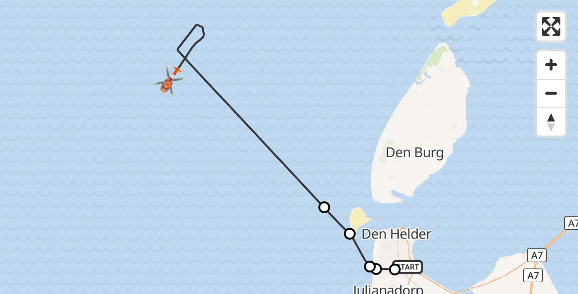 Vluchtroute Kustwachthelikopter Vliegveld De Kooy - , 28 november 2025, 15:39