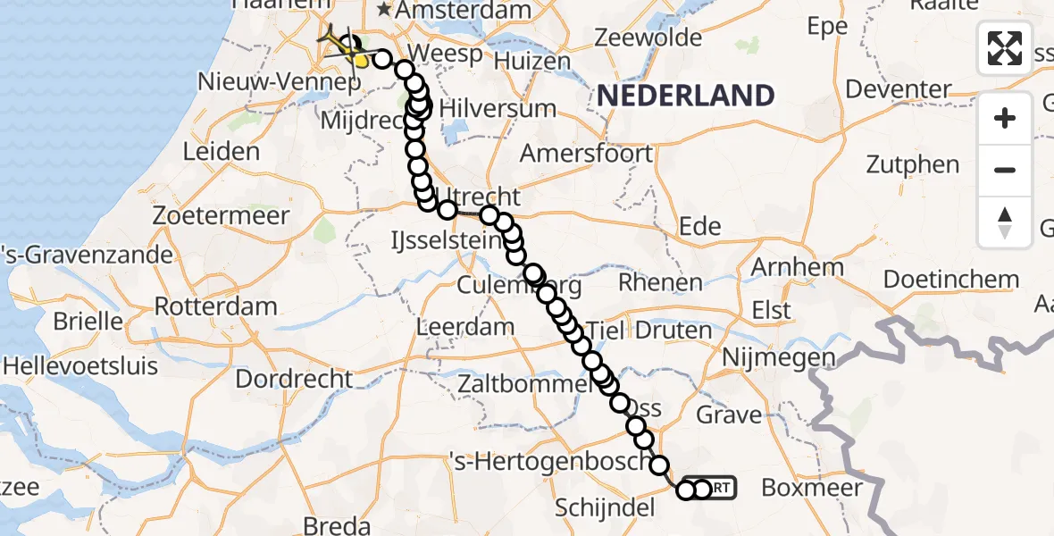 Routekaart van de vlucht: Politieheli naar Schiphol, Rechtestraat