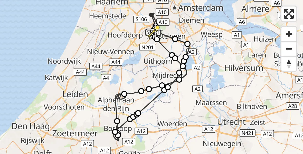 Routekaart van de vlucht: Politieheli naar Schiphol, Thermiekstraat