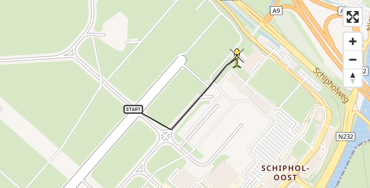 Routekaart van de vlucht: Politieheli naar Schiphol, Loevesteinse Randweg