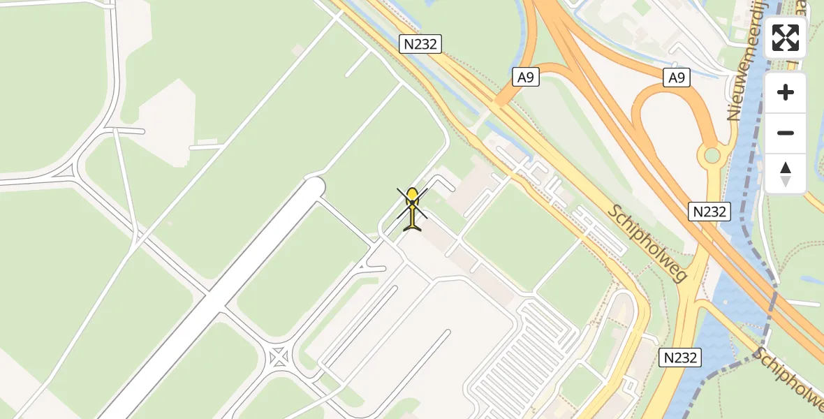 Vluchtroute Politiehelikopter van Schiphol naar Schiphol