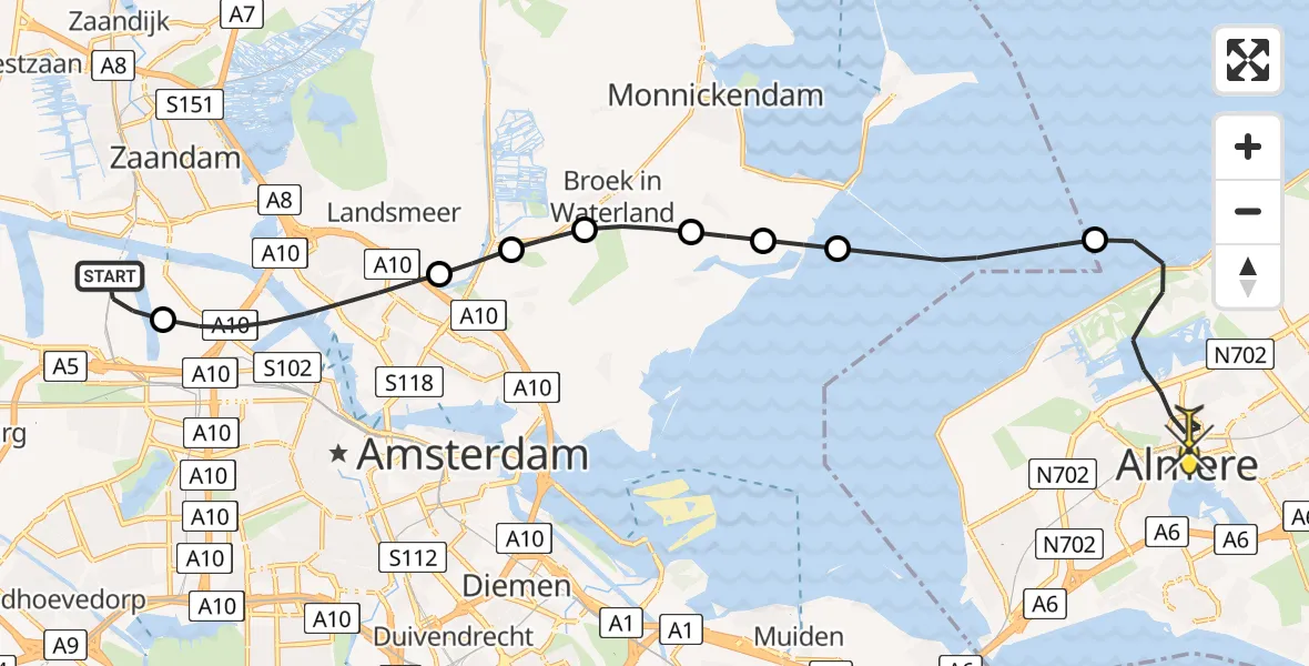 Routekaart van de vlucht: Lifeliner 1 naar Almere, Maltaweg
