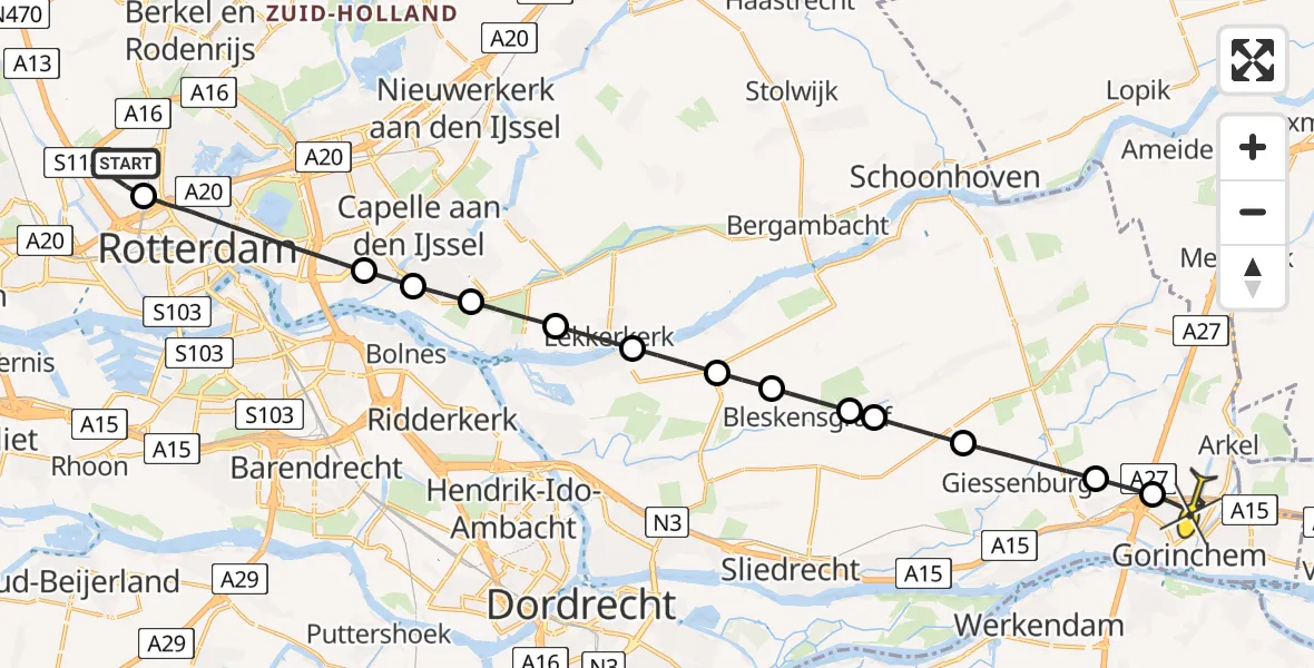 Routekaart van de vlucht: Lifeliner 2 naar Gorinchem, Kastrupbaan
