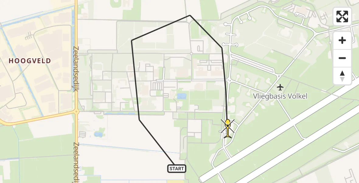 Routekaart van de vlucht: Lifeliner 3 naar Vliegbasis Volkel, Zeelandsedijk