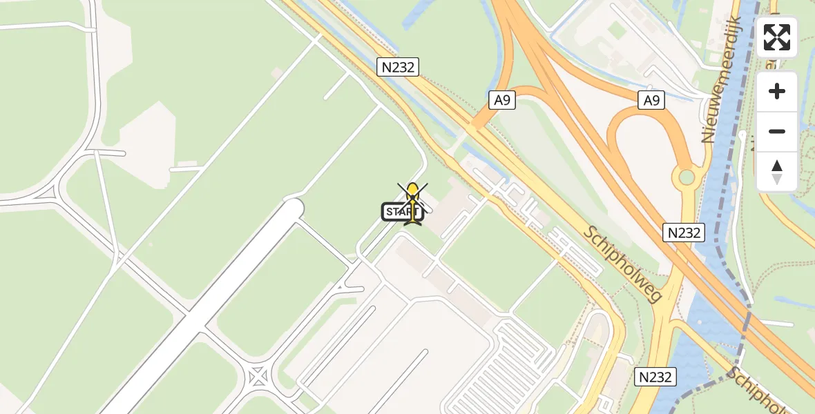 Routekaart van de vlucht: Politieheli naar Schiphol, Loevesteinse Randweg