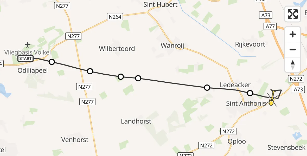 Routekaart van de vlucht: Lifeliner 3 naar Sint Anthonis, Beukenlaan