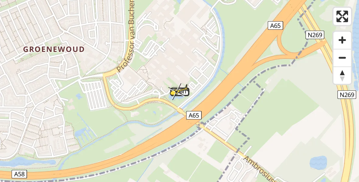 Routekaart van de vlucht: Lifeliner 2 naar Tilburg, Leijweg