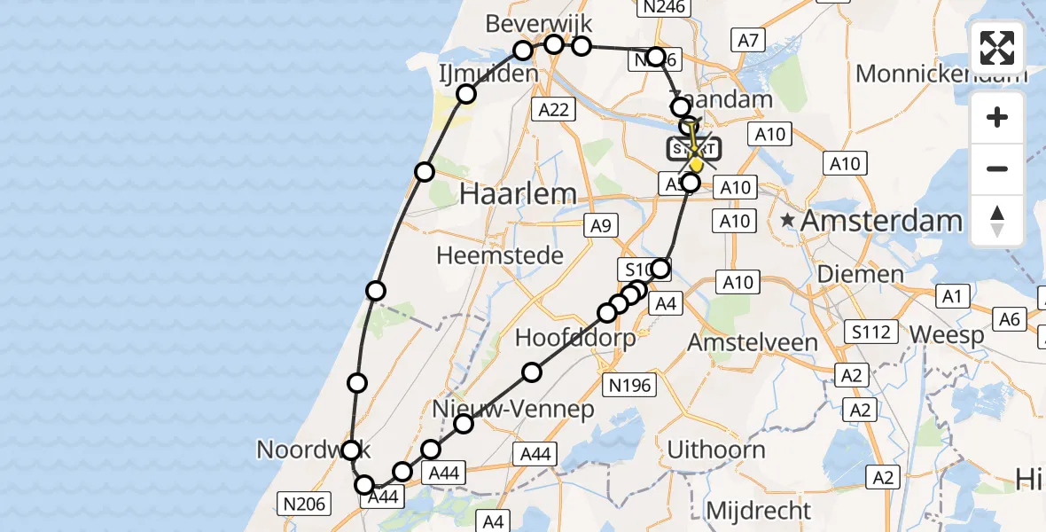 Routekaart van de vlucht: Lifeliner 1 naar Amsterdam Heliport, Hornweg