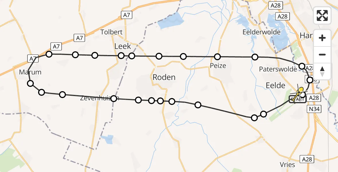Routekaart van de vlucht: Lifeliner 4 naar Groningen Airport Eelde, Machlaan