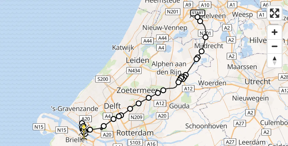 Routekaart van de vlucht: Politieheli naar Europoort, Kemajoranstraat