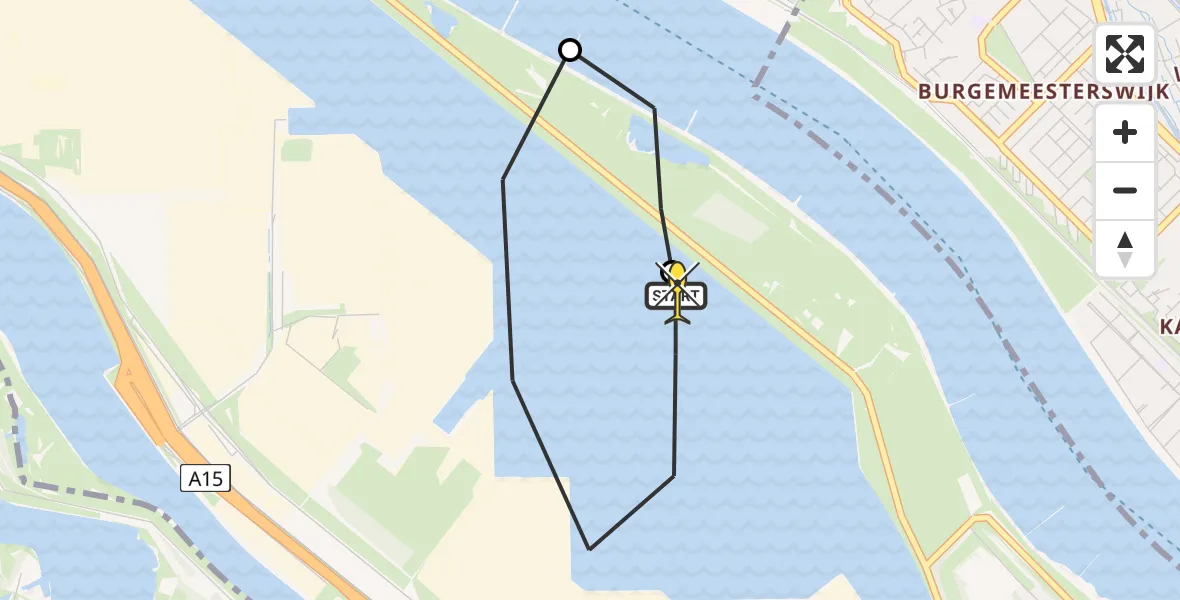 Routekaart van de vlucht: Politiehelikopter naar Europoort, Moezelweg