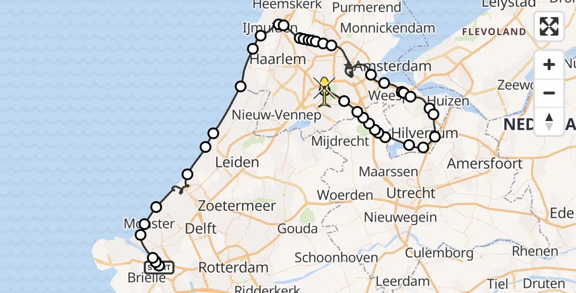 Routekaart van de vlucht: Politiehelikopter naar Schiphol, Avenu F