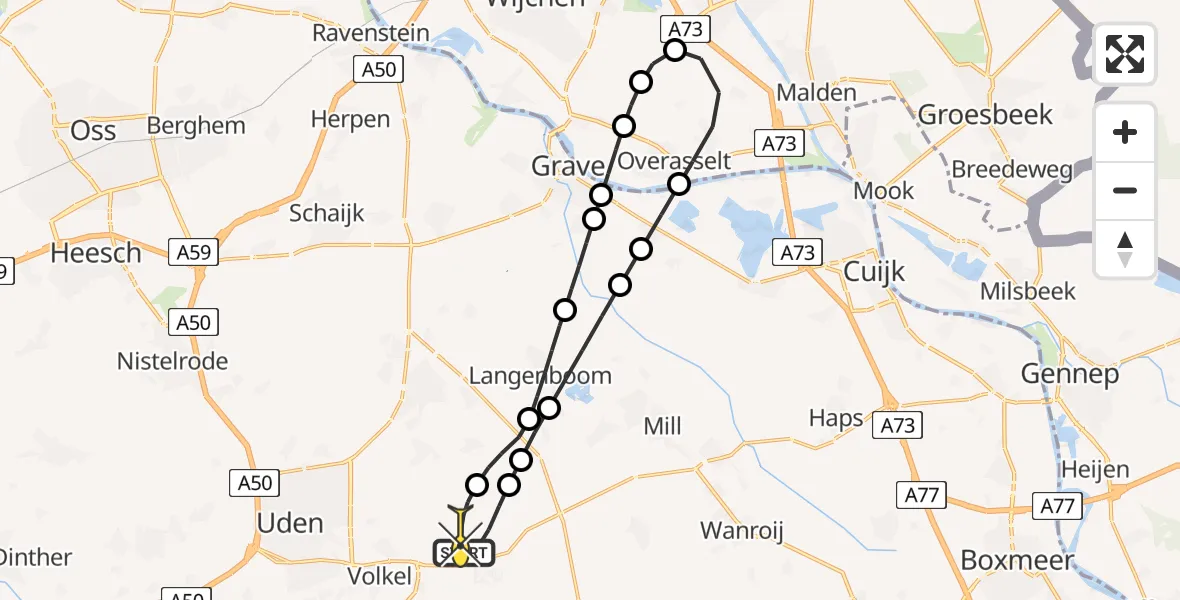 Routekaart van de vlucht: Lifeliner 3 naar Vliegbasis Volkel, Nieuwedijk