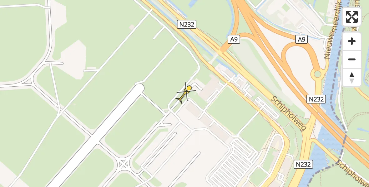 Vluchtroute Politiehelikopter van Schiphol naar Schiphol
