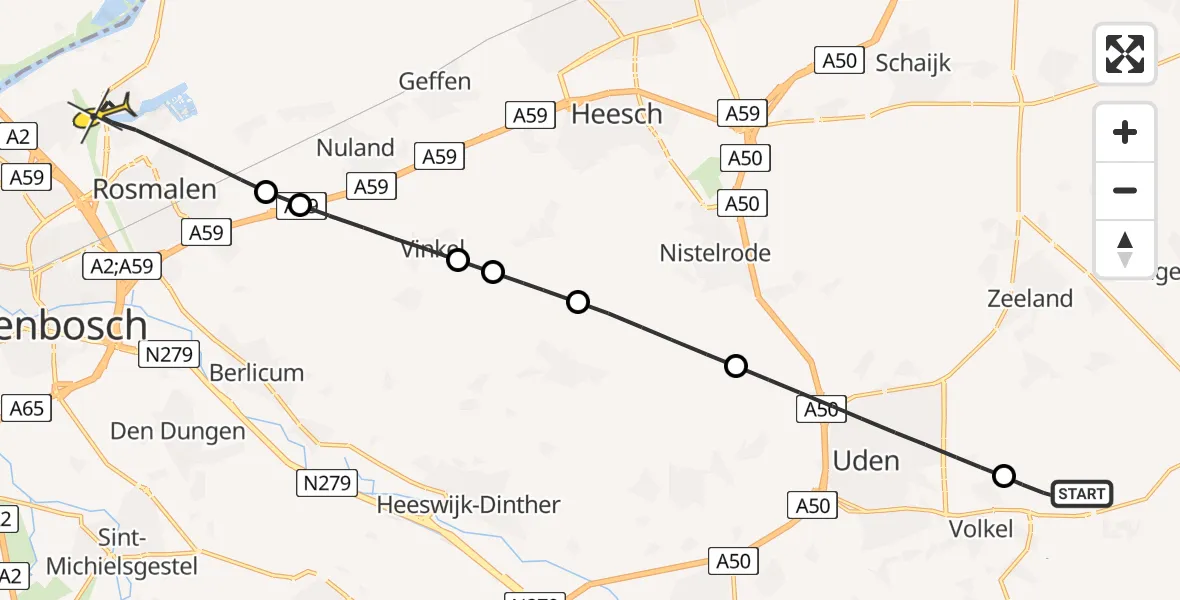 Routekaart van de vlucht: Lifeliner 3 naar Rosmalen, Kromstraat