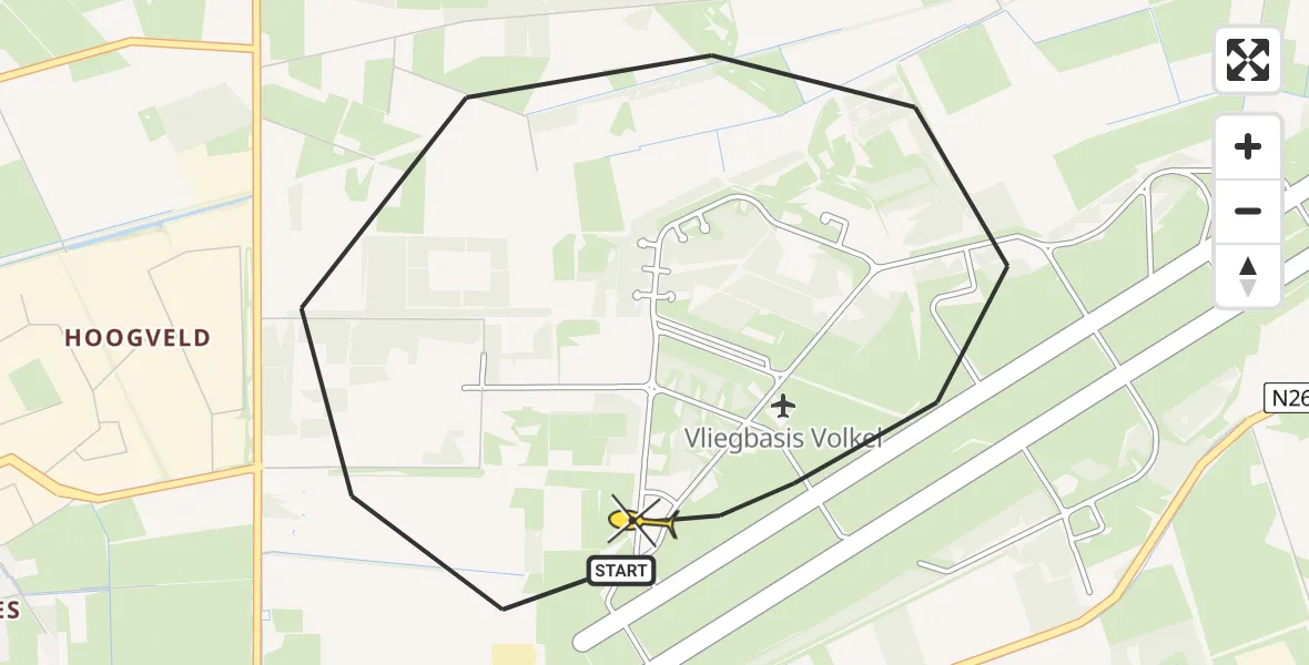 Routekaart van de vlucht: Lifeliner 3 naar Vliegbasis Volkel, Kamelen