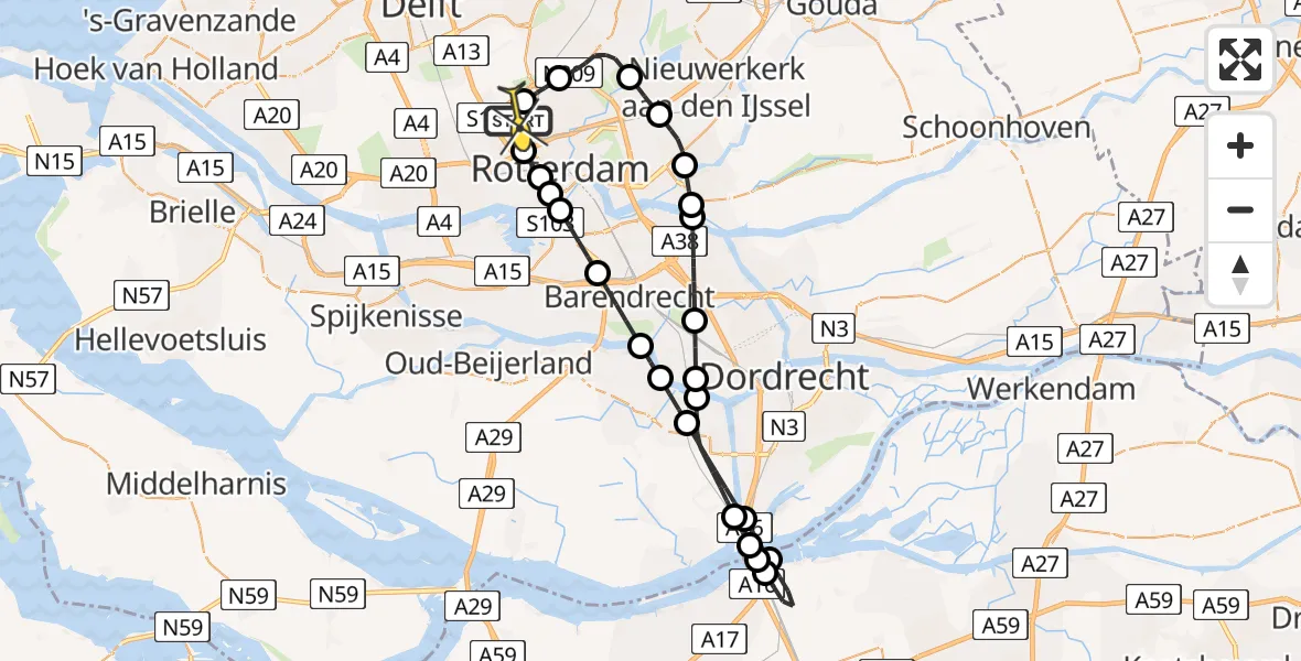 Routekaart van de vlucht: Lifeliner 2 naar Rotterdam The Hague Airport, Welschapstraat