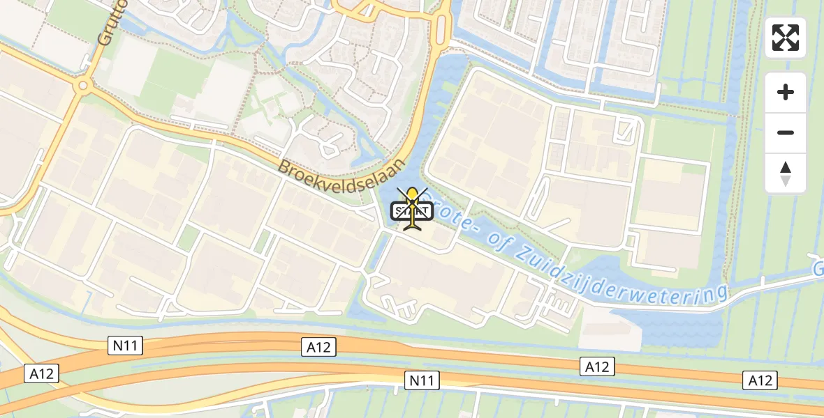 Routekaart van de vlucht: Politiehelikopter naar Bodegraven, Terrassonsingel