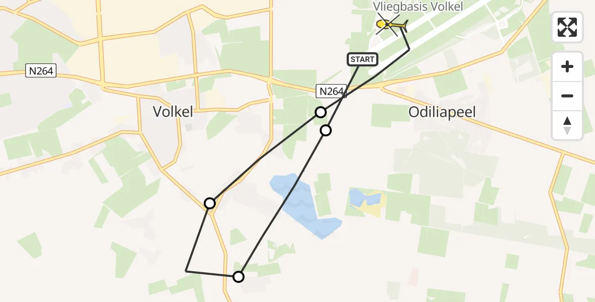 Routekaart van de vlucht: Lifeliner 3 naar Vliegbasis Volkel, Schuttersweg