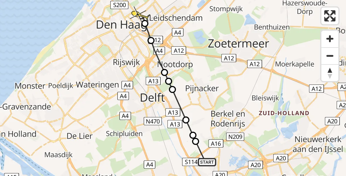 Routekaart van de vlucht: Lifeliner 2 naar Den Haag, Spaarwaterstraat