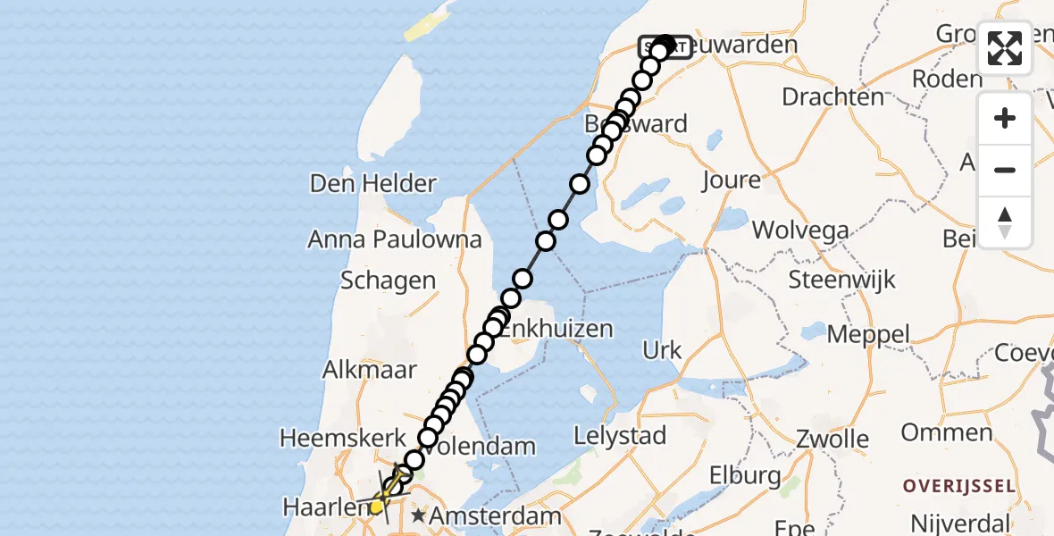 Routekaart van de vlucht: Lifeliner 1 naar Amsterdam Heliport, Rijksstraatweg
