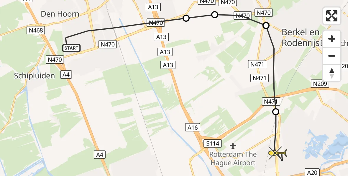 Routekaart van de vlucht: Lifeliner 2 naar Rotterdam, Wagenaarstraat