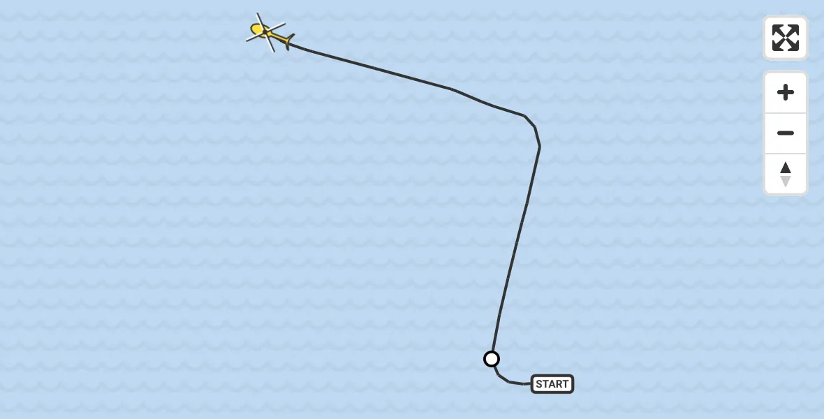 Routekaart van de vlucht: Kustwachthelikopter naar Domburger Rassen