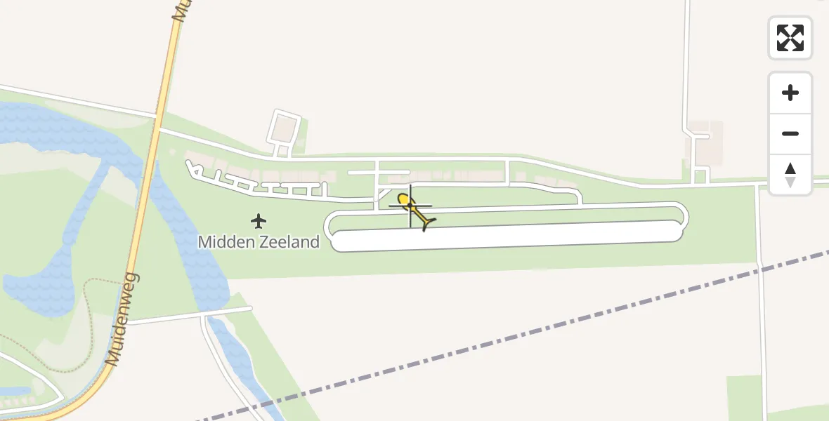 Routekaart van de vlucht: Politieheli naar Vliegveld Midden-Zeeland