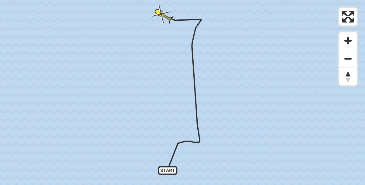 Routekaart van de vlucht: Kustwachthelikopter naar 