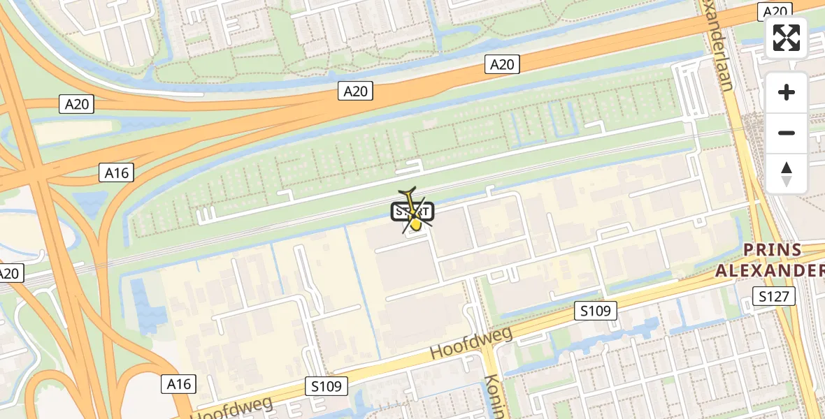 Routekaart van de vlucht: Lifeliner 2 naar Rotterdam, Aluminiumstraat