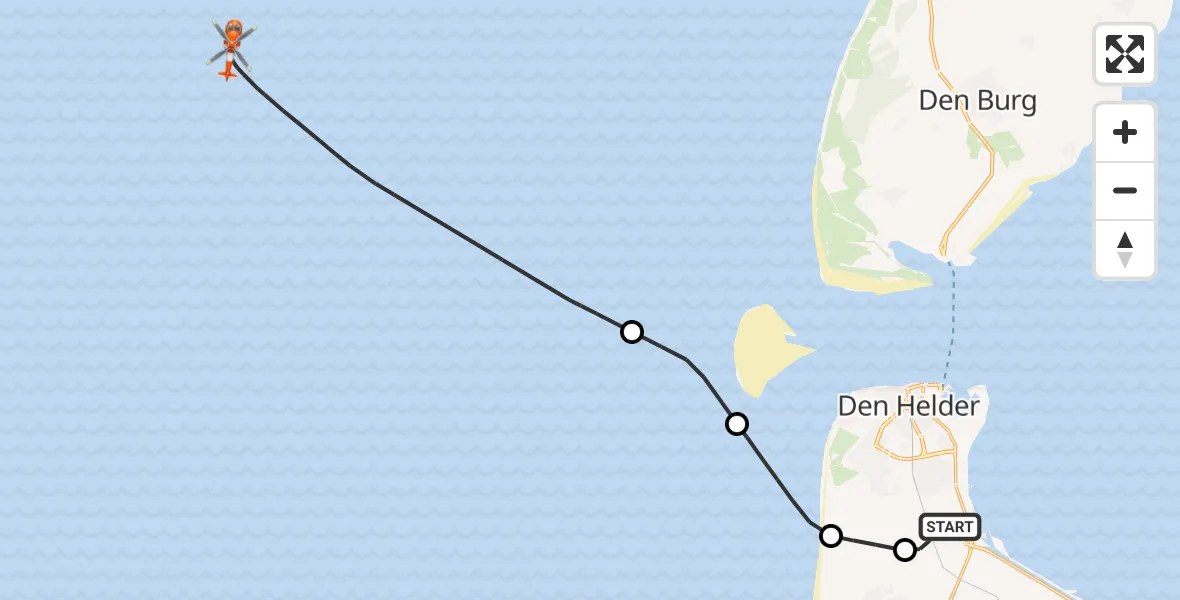 Vluchtroute Kustwachthelikopter Vliegveld De Kooy - , 30 november 2025, 15:31