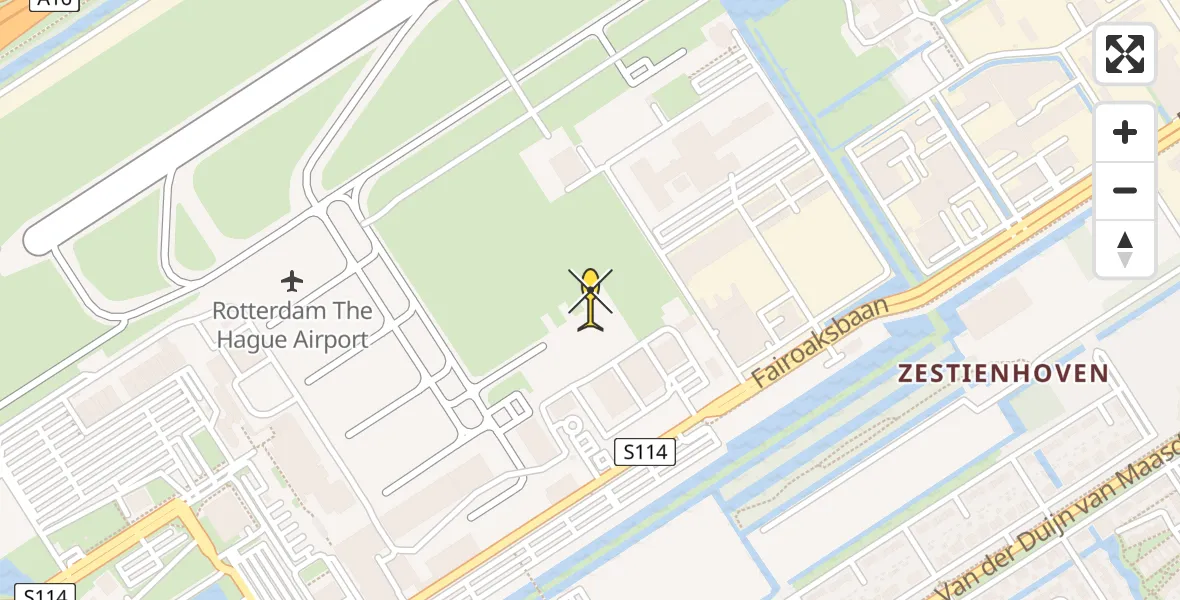 Routekaart van de vlucht: Politieheli naar Rotterdam The Hague Airport